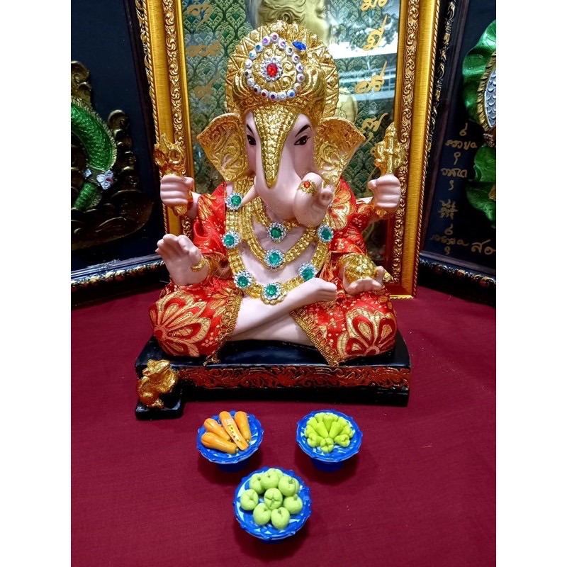 พระพิฒเนศ ปางเศรษฐี หน้าตักพระ9นิ้ว สูง12นิ้ว