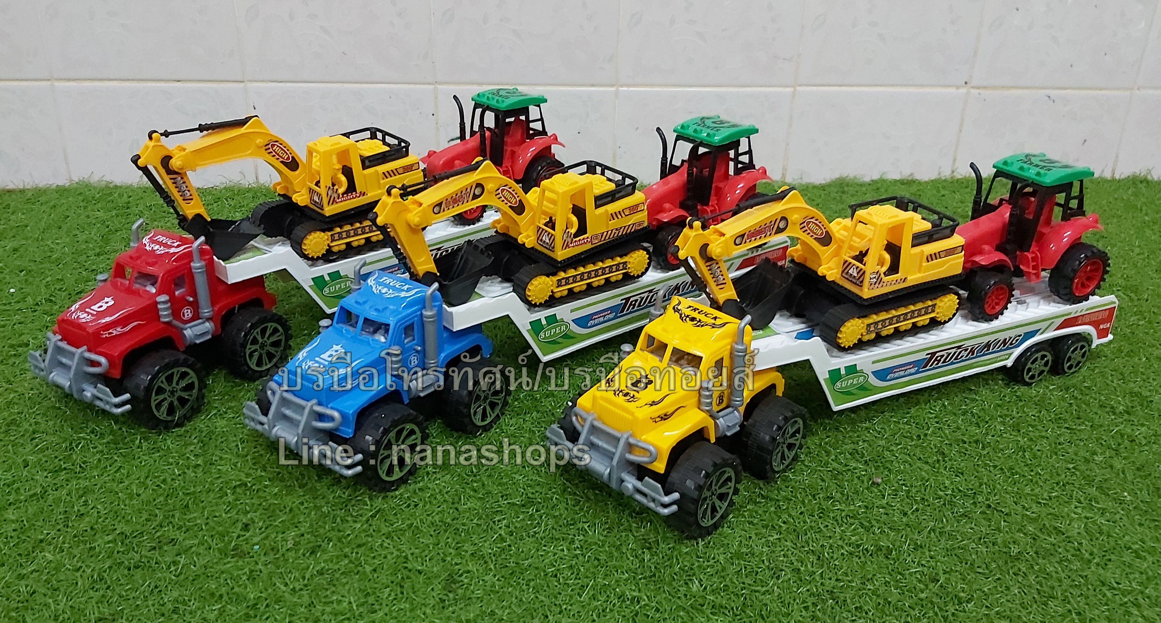รถเทเลอร์พ่วงแม็คโคร(ก่อสร้าง)2คัน รถดั้ม โม่ปูน รถขนรถ รถพ่วง