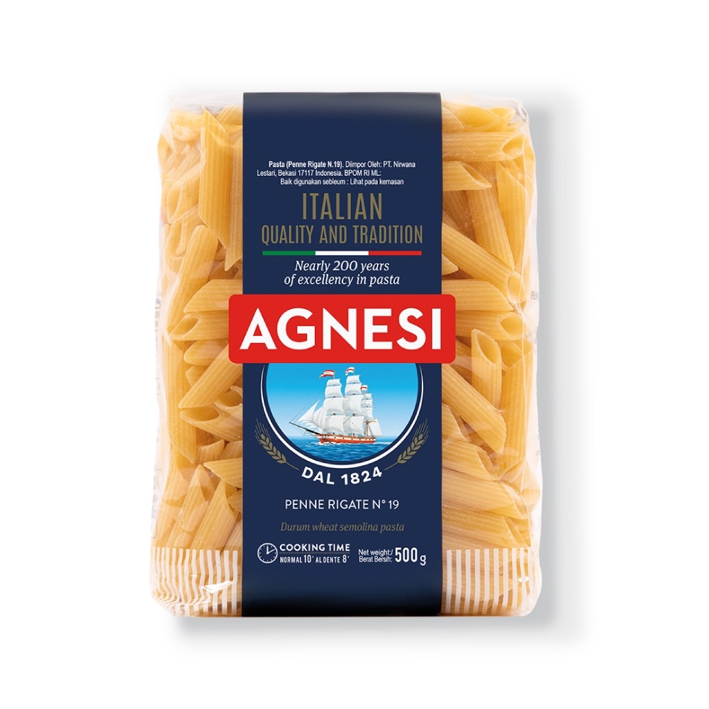 เพนเน่ ริกาเต้ Penne Rigate เบอร์ 19 ตราAgnesi ขนาด 500 g. (05-0274)