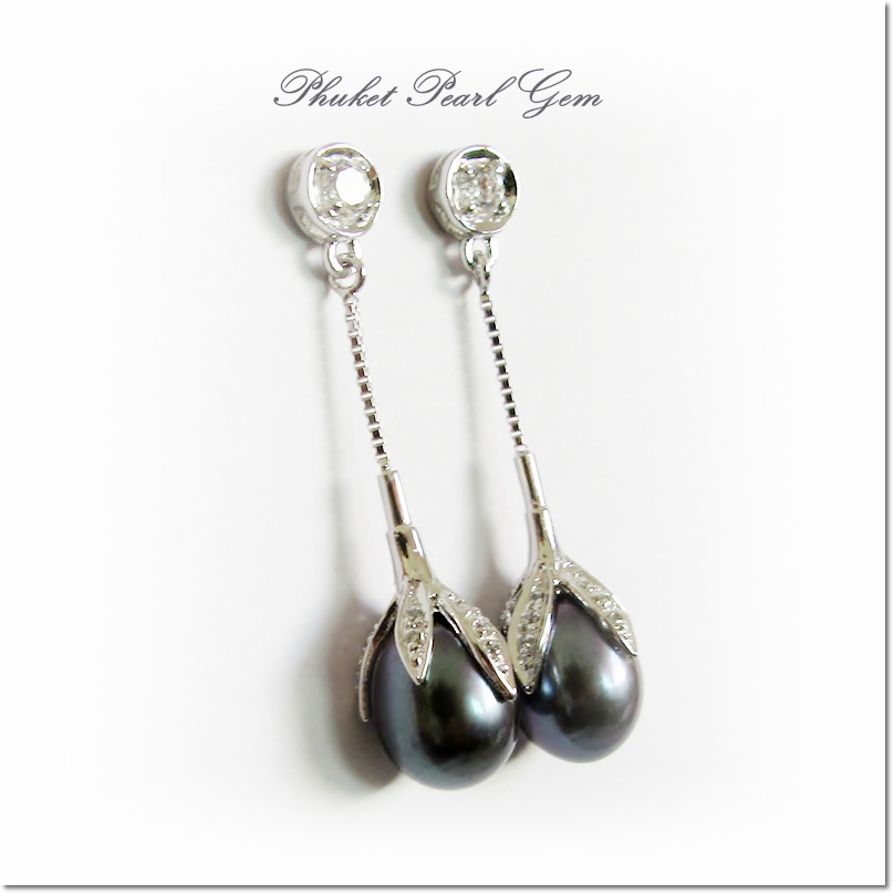 Phuket Pearl Gem Black Elegance Pearl Earrings