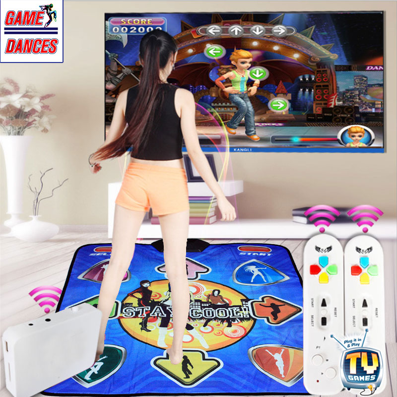 GameDances แผ่นเกมส์เต้นออกกำลังกายแบบเต้นคนเดียว ระบบไร้สาย พร้อมจอยคู่ไร้สาย ต่อทีวีเล่นได้ทันที 58in1 Game