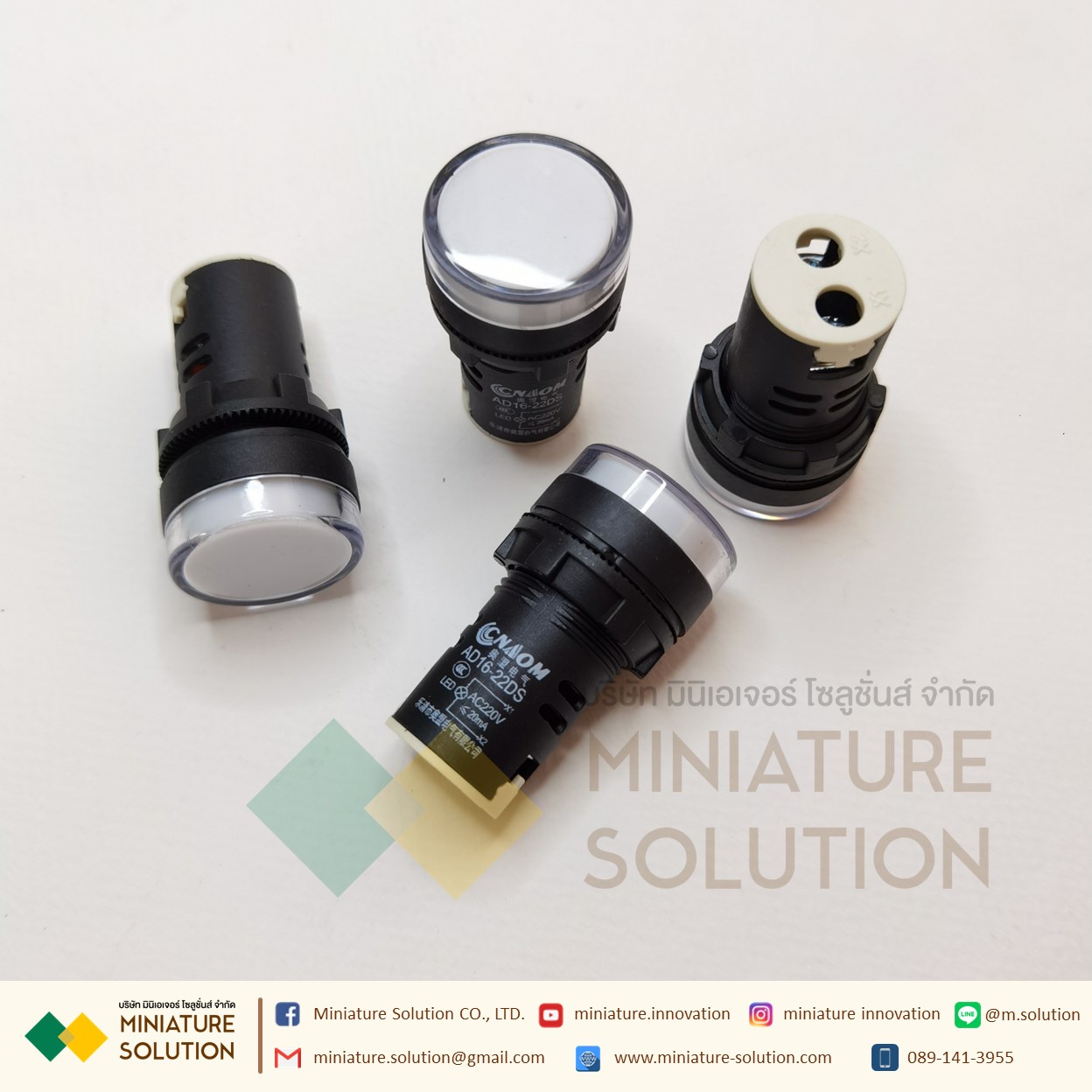 Pilot Lamp LED ไพล็อตแลมป์ 22mm 24V (Blue-Green-Red-White-Yellow)