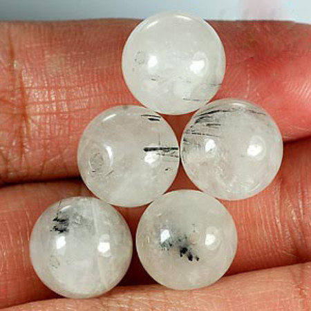 ลูกปัดไหมเงิน (Rutitated Quartz) 46.65 กะรัต 5 ชิ้น