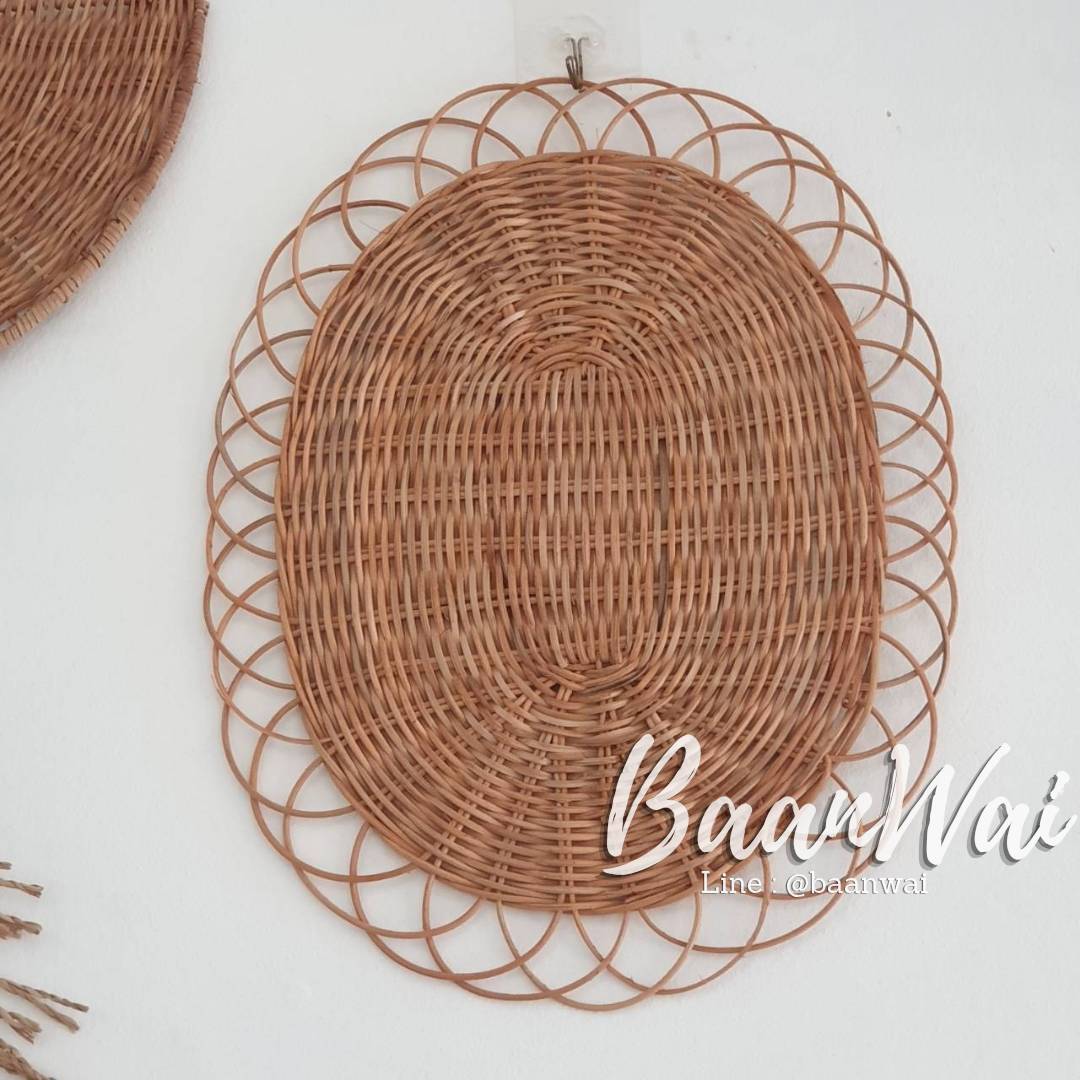 แผ่นรองจานหวายขอบถัก ขนาด 27 * 37 cm