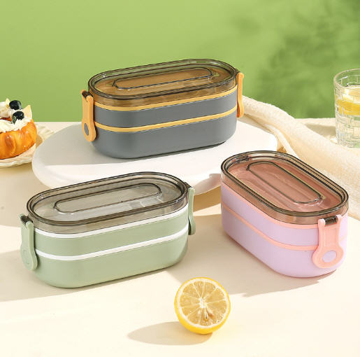 กล่องข้าว,กล่องใส่ข้าวพลาสติก,กล่องใส่ข้าวพลาสติก2ชั้น,1,000ml