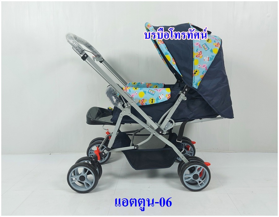 รถเข็นเด็กพับได้ ปรับได้(นั่ง/เอน/นอน)เข็นได้2ด้านเบาะผ้า2ชั้น