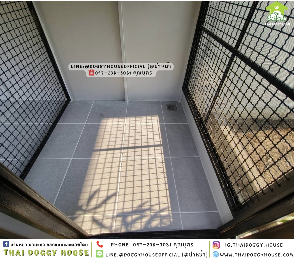 บ้านหมา แบ่ง 𝟐 ห้อง มีมุ้งลวด +ตะแกรงเหล็ก แบบบ้าน 𝐁𝐎𝐗 𝐒𝐓𝐘𝐋𝐄
