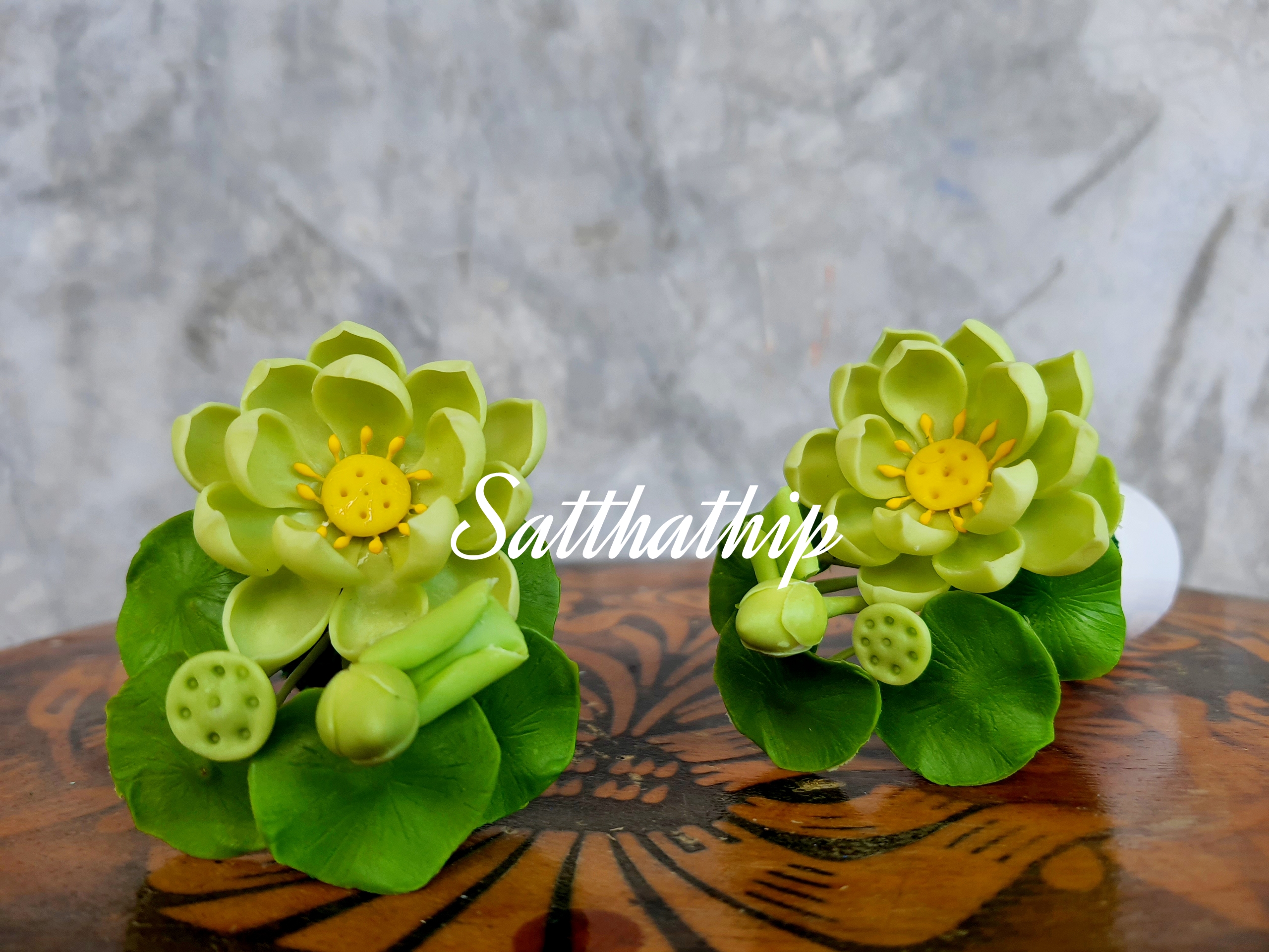 แจกันดอกบัว - ดอกบัวประดิษฐ์ - แจกันดอกผสมประดิษฐ์จากดิน - แจกันดอกบัวประดิษฐ์ - Lotus Flower