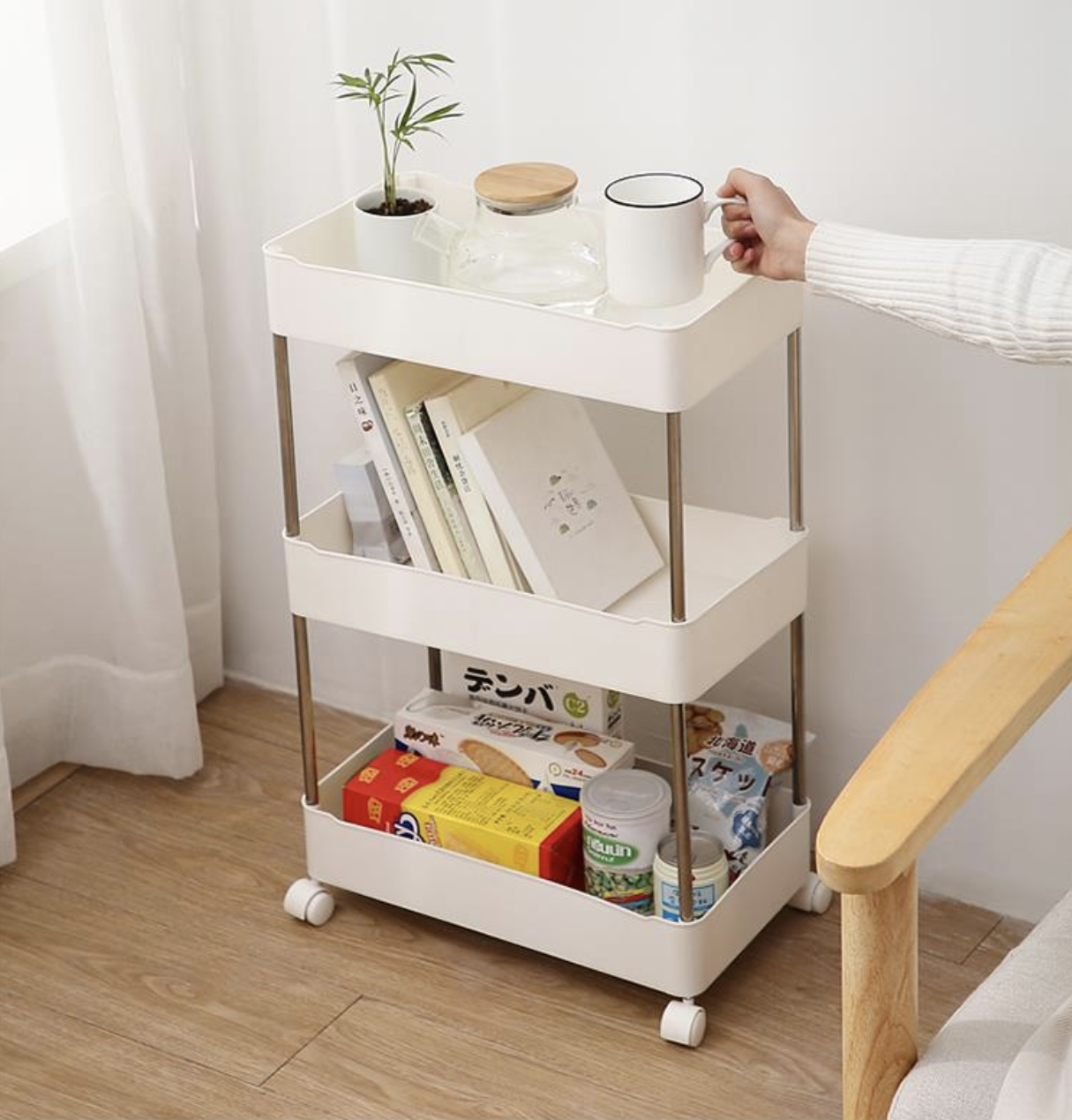 ชั้นวางของคุณแม่ ชั้นเก็บของล้อเลื่อน ชั้นเก็บของเข็นได้ ชั้นเก็บของอเนกประสงค์ ชั้นเก็บของ 3 ชั้น