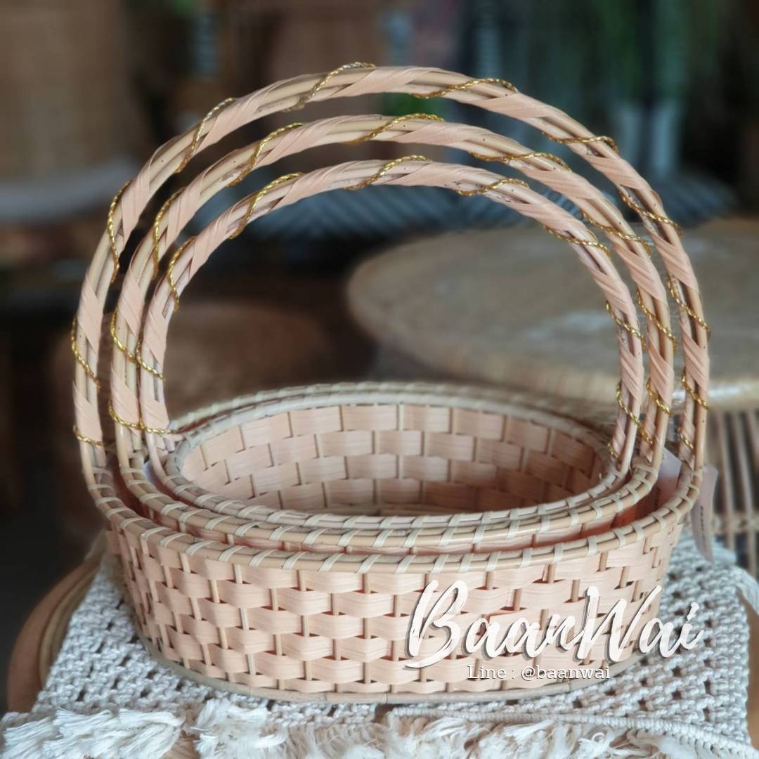 กระเช้าหวาย Code-003 ทรงรี