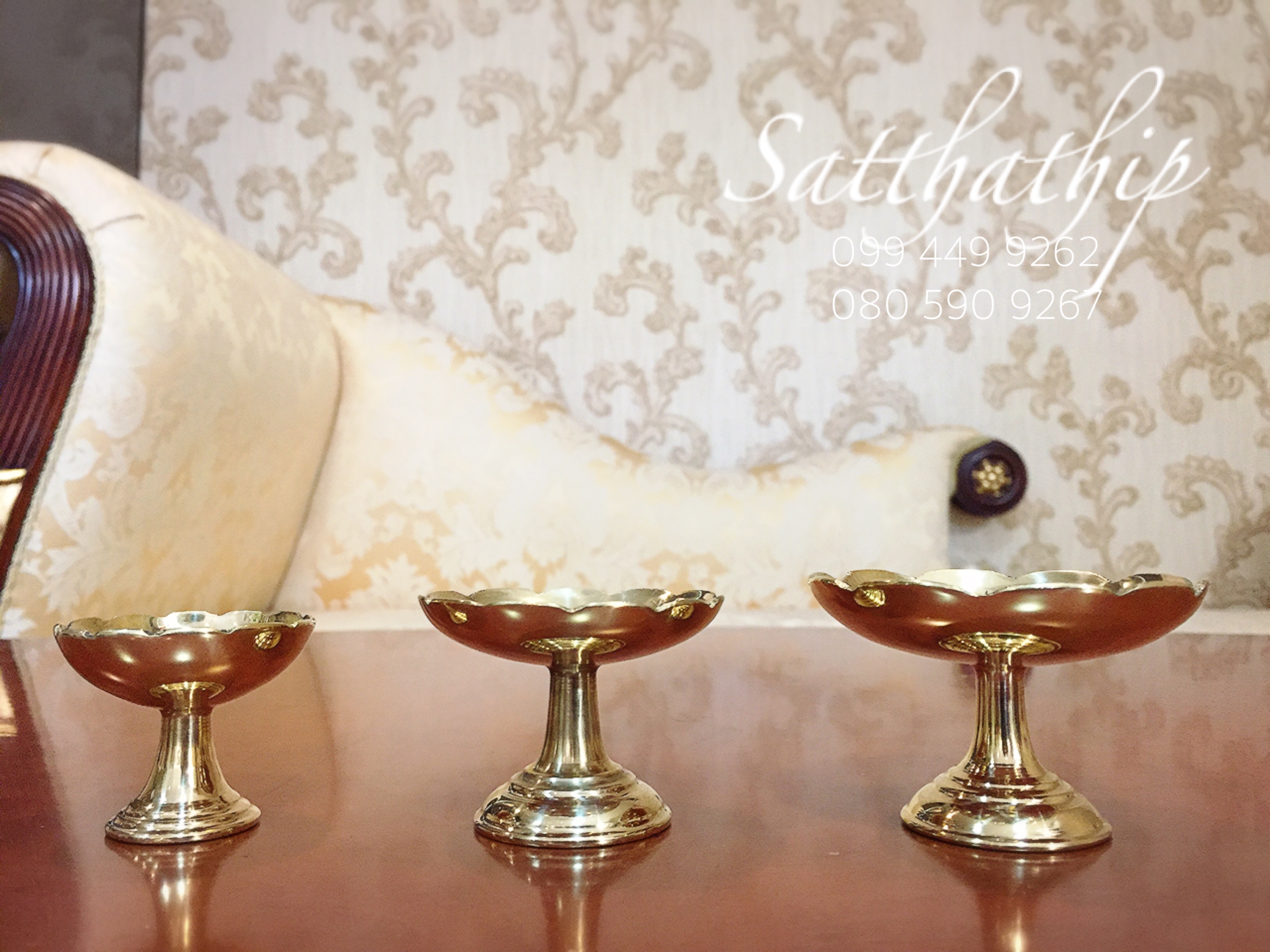 พานทองเหลือง ขนาด เส้นผ่าศูนย์กลาง 3 นิ้ว - พานทองเหลือง - พานปากจีบ ทองเหลือง