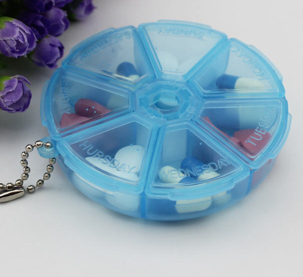 กล่องใส่ยาทรงกลม,กล่องใส่ยา,ตลับใส่ยา,กล่องใส่ยาพกพา,กล่องยา,กล่องใส่ยา7ช่อง