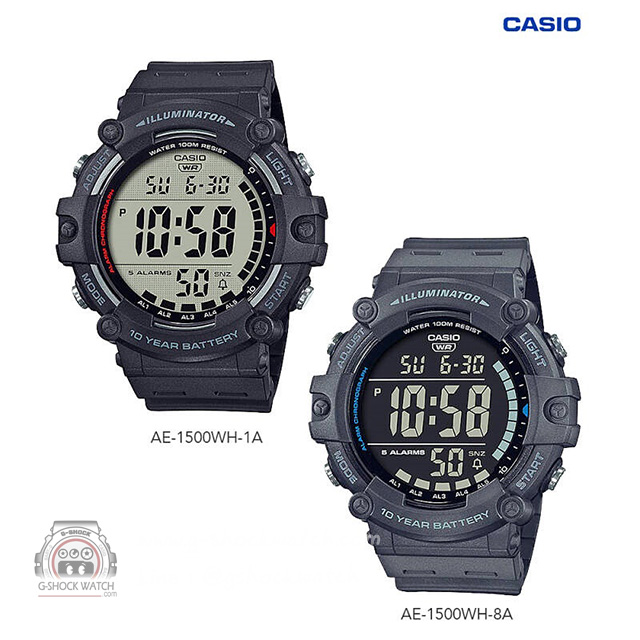 CASIO นาฬิกาข้อมือ นาฬิกากันน้ำ นาฬิกาของแท้ ประกันศูนย์ CMG 1 ปี รุ่น AE-1500WH-8B