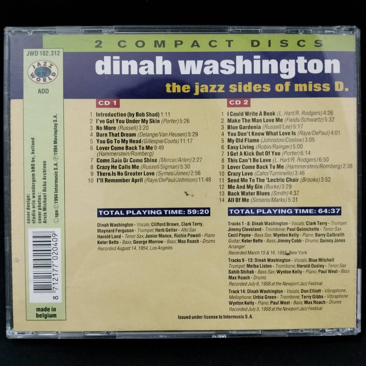 Dinah Washington – The Jazz Sides of Miss D. / BELGIUM / 2CD / แผ่นดี