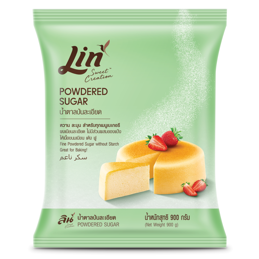 (ยกลัง) น้ำตาลป่นละเอียด ตราลิน Lin Powdered Sugar บรรจุ 900 กรัม x 12 (03-0385-11)