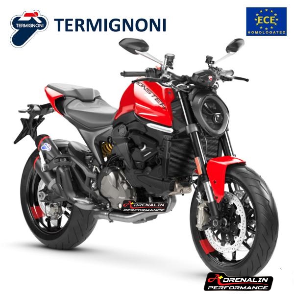 ท่อคู่ Racing termignoni สำหรับ Monster 937 ducati performance ท่อดำปากคาร์บอน พร้อมคอกลาง แทนที่แคต (For Exhibition only)