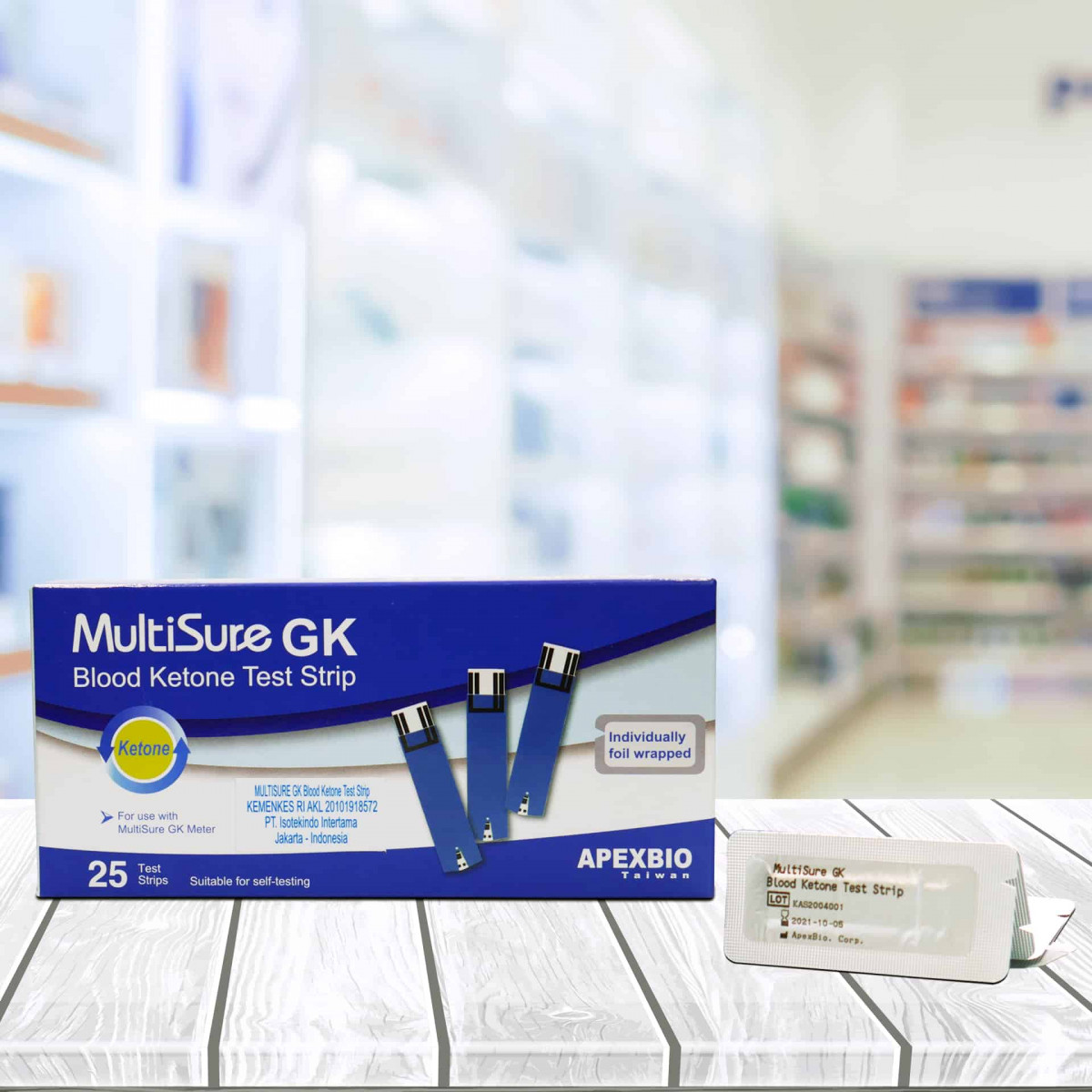 ชุดตรวจคีโตนจากเลือดปลายนิ้ว ( Multisure Ketone Test Strip 25 Test)