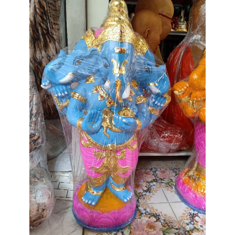 พระพิฆเนส พระพิฆเนศ พระพิฒเนศ 3 เศียร องค์ใหญ่ม๊วกกกกกกก เนื้อเรซิ่น อลังการ