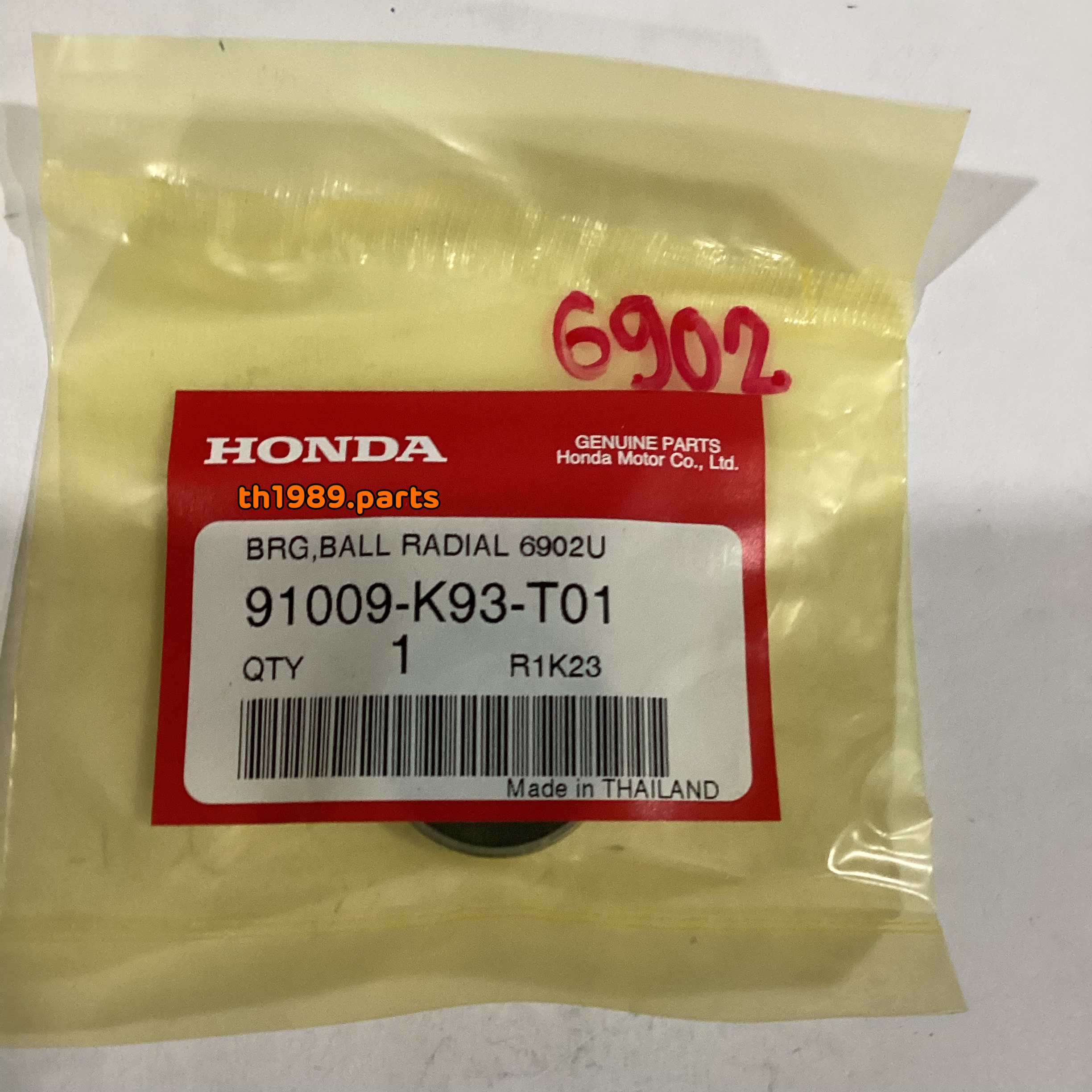 91009-K93-T01 ลูกปืนตลับ, 6902U SCOOPY-i 2017-19 , SCOOPY 2021-22 , ADV150 , PCX160 2021-22 , PCX150 2018-19 , CLICK125I 2015-20 , CLICK150I 2021-22 อะไหล่แท้ HONDA