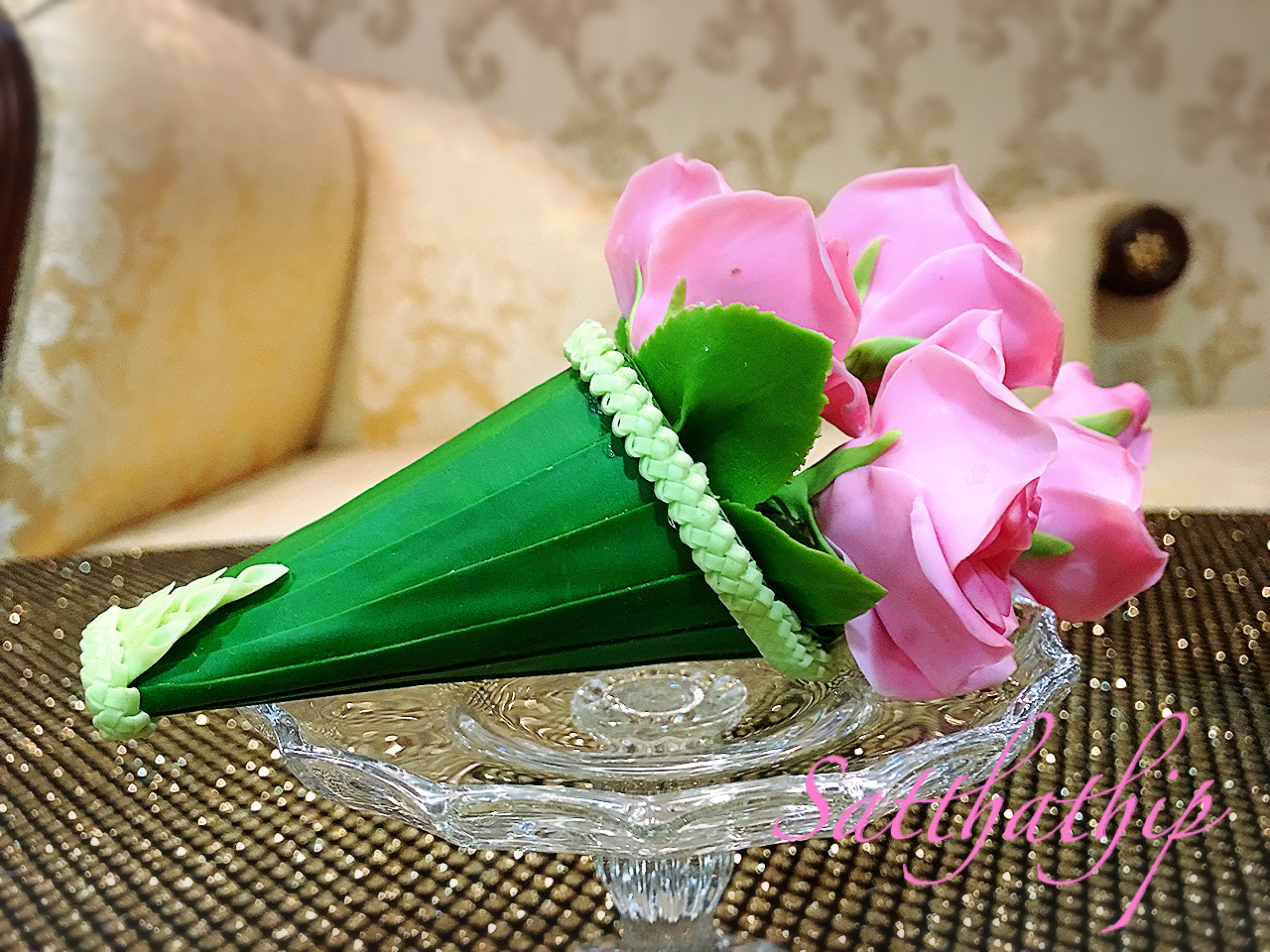 กรวยดอกกุหลาบ ประดิษฐ์จากดิน - ดอกกุหลาบ - Rose flower