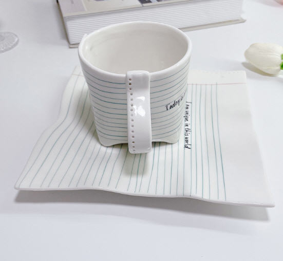 แก้วเซรามิก,แก้วเซรามิค,แก้วเซรามิกลายเส้นสมุดโน้ต,แก้วกาแฟ