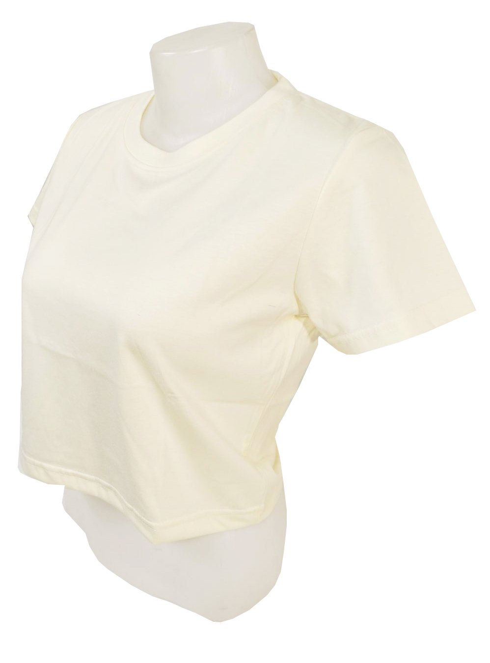 เสื้อยืดทรงครอป สีครีม