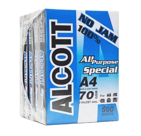 ALCOTT กระดาษถ่ายเอกสาร A4 70 แกรม (1 รีม / 500 แผ่น) - ห่อสีฟ้า