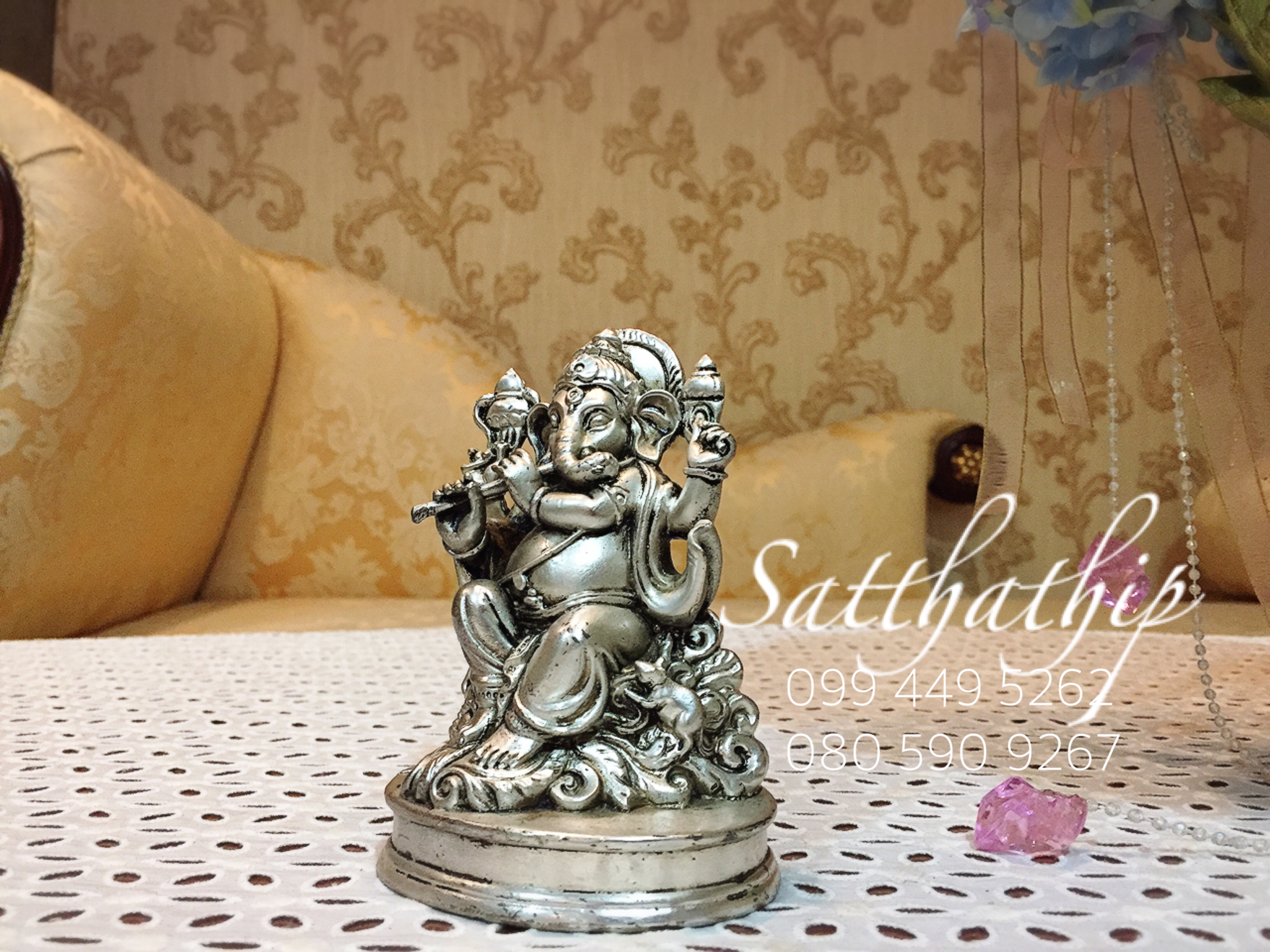 พระพิฆเนศปางคเณศคีตา หรือ ปางทรงดนตรี (ทองเหลือง ชุบเงิน) - Ganesha: Lord of Success