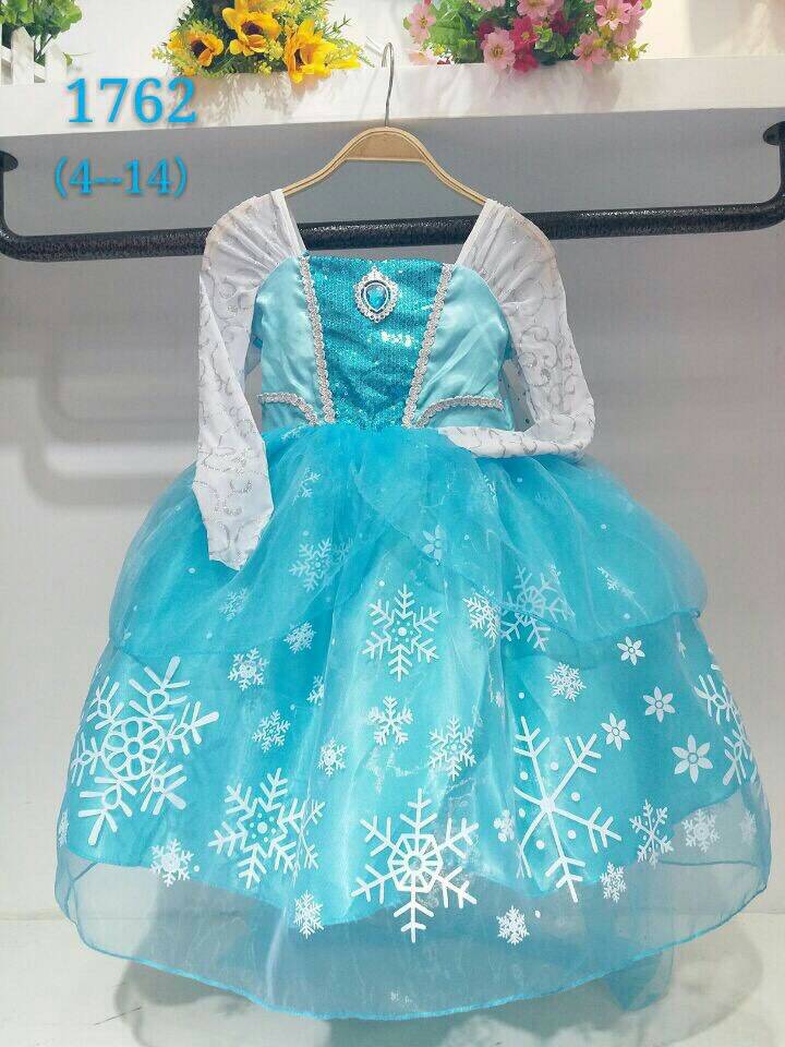 ชุดกระโปรง Frozen Elsa เจ้าหญิง เอลซ่า สีฟ้า (พร้อมส่ง) ไซค์ 4 6 8 10 12 14