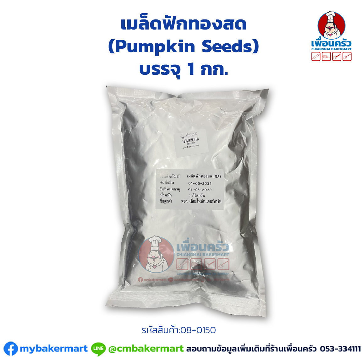 เมล็ดฟักทองสด (Raw Pumpkin Seeds) บรรจุ 1 กก. (08-0150-01)