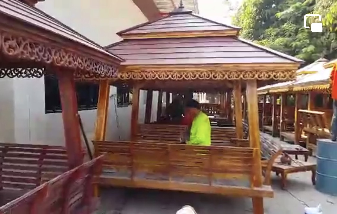 ( รหัส A4 ) ศาลา ไม้สัก สีโอ๊ค อโยธยา คาตาล2ชั้น / ขนาด 2.00x2.00x3.00 เมตร