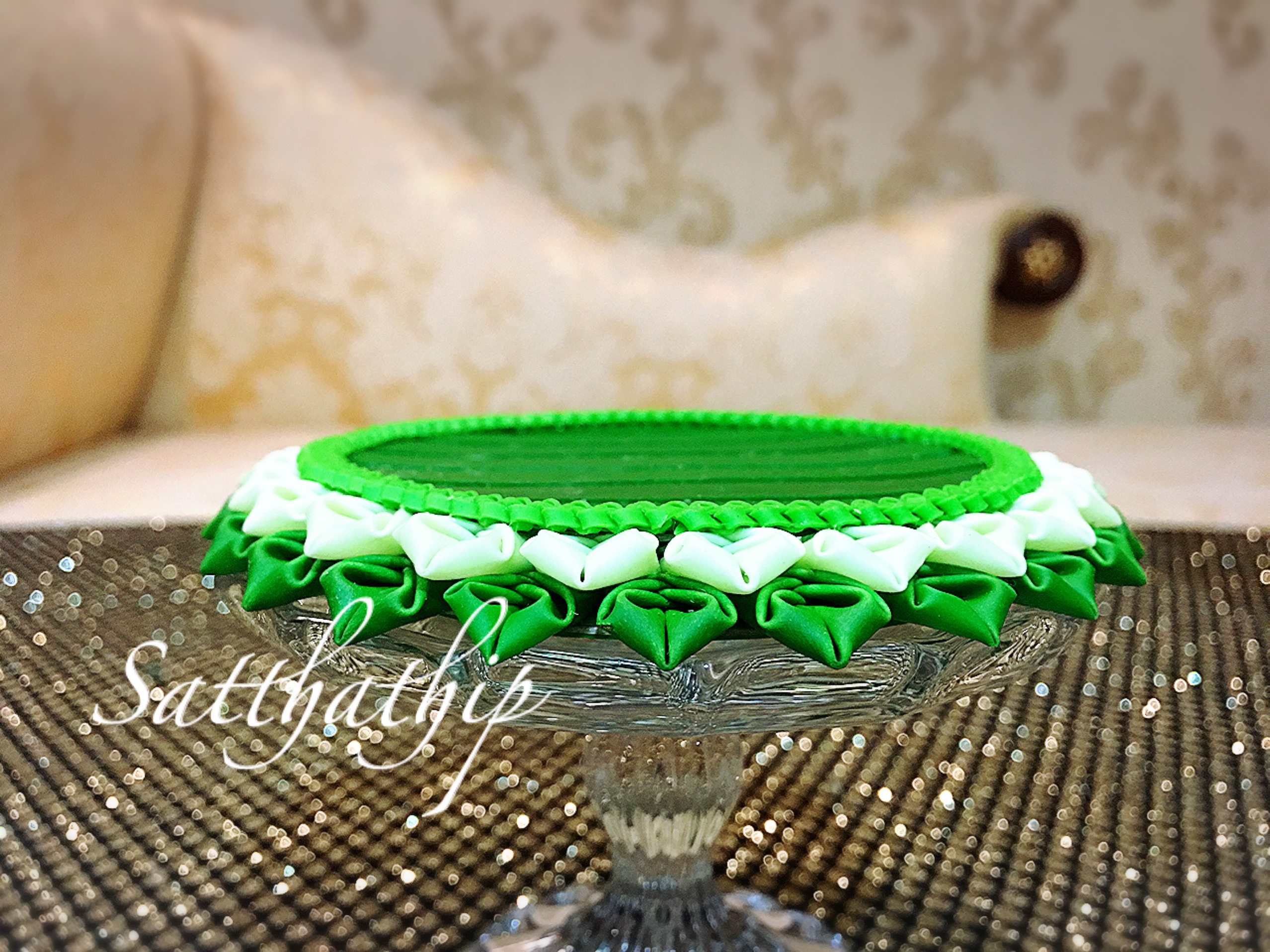 ชุดถาดใบตอง ประดิษฐ์จากดิน พร้อมพานแก้ว - พานใบตอง - Tray