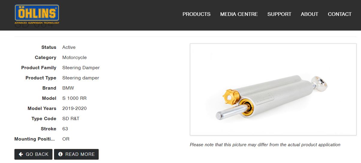 กันสะบัด Ohlins สำหรับ S1000RR 2020+