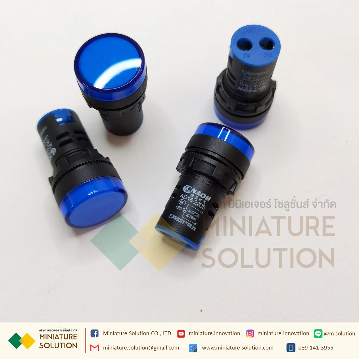Pilot Lamp LED ไพล็อตแลมป์ 22mm 24V (Blue-Green-Red-White-Yellow)