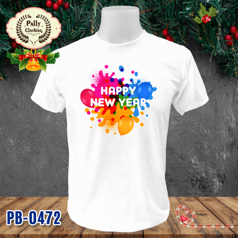 เสื้อปีใหม่และคริสต์มาส PB-0472 ลาย HAPPY NEW YEAR