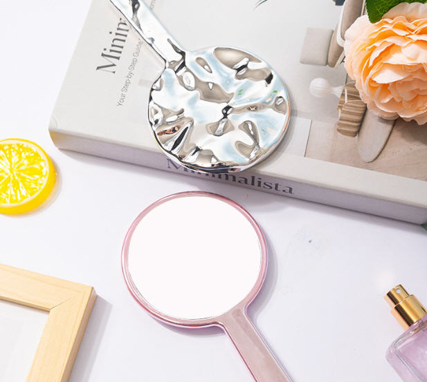 กระจกกลมมีด้ามจับ,กระจกพกพา,ขนาด9*16cm