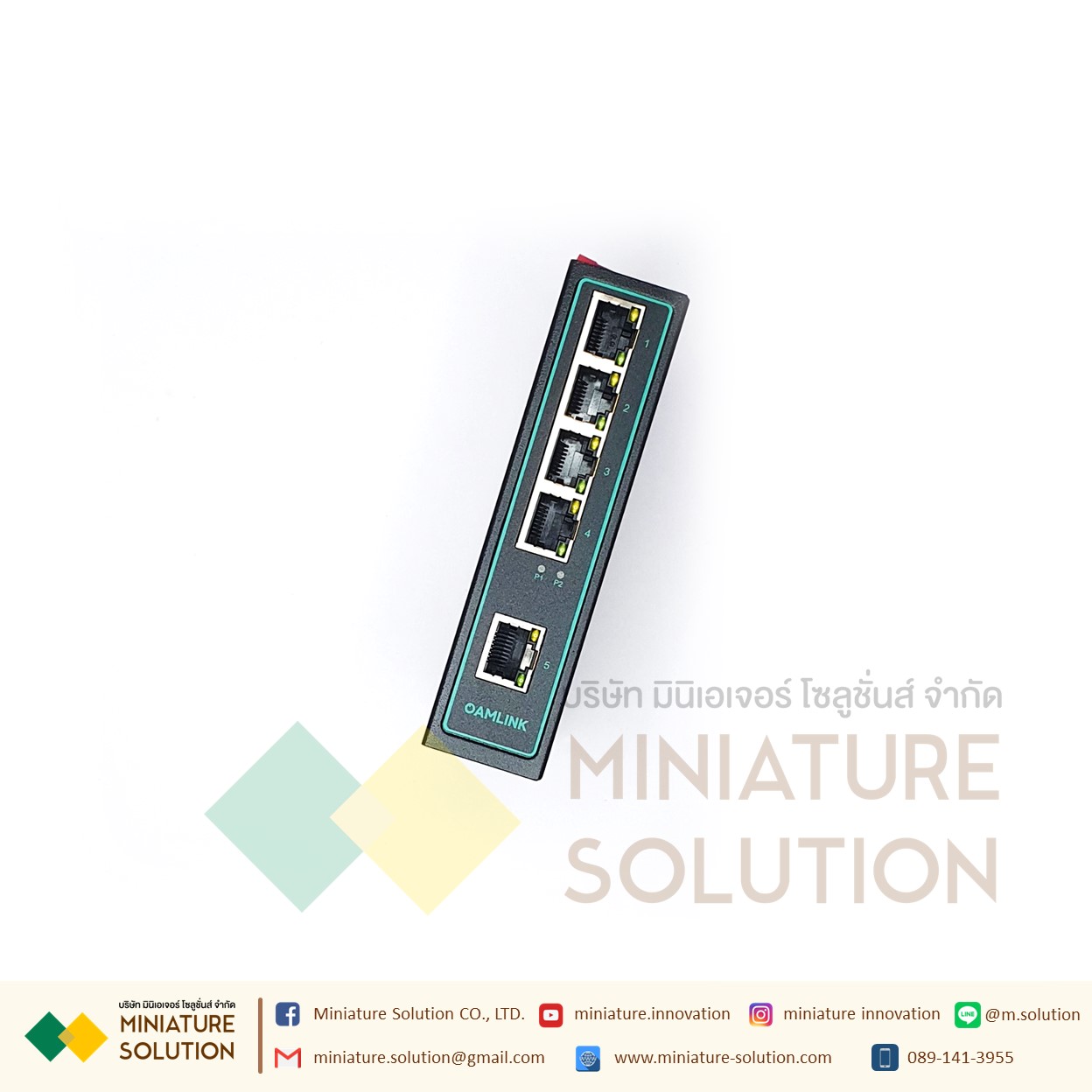 Oamlink สวิตซ์ฮับเกรดอุตสาหกรรม เกาะราง 12-56VDC Industrial Grade Switch 5 Port 100M Gigabit DIN-rail Ethernet high-temperature CE FE มาตรฐาน (OAM-6000-35-5TX)