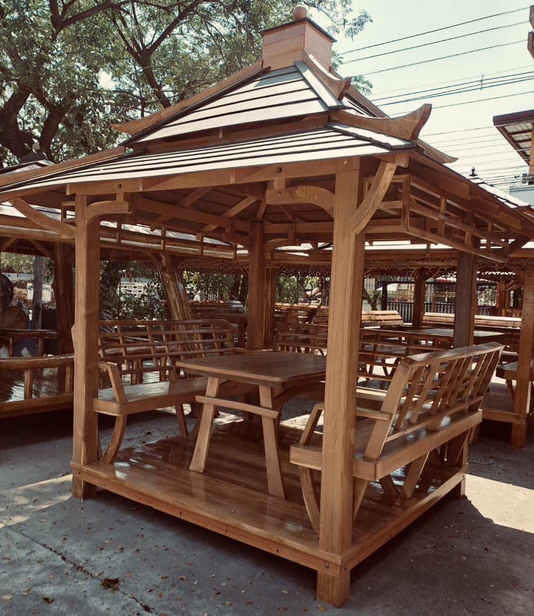 (รหัส JP-1) ศาลาไม้สัก”ทรงญี่ปุ่น” สีเงา ขนาด 2x2x3 ม.