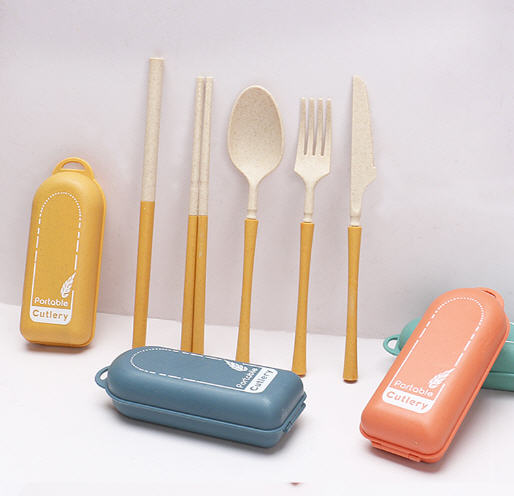 ชุดช้อนส้อมพกพา,ชุดช้อนส้อมตะเกียบมีดหลอดพกพา,ชุดช้อนส้อมฟางข้าวสาลี