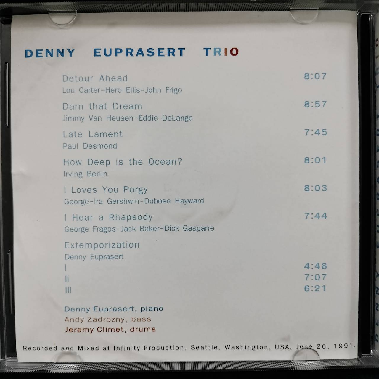 Denny Euprasert Trio - Extemporization / ปกในมีคราบเก่าเก็บบ้าง / แผ่นสวย