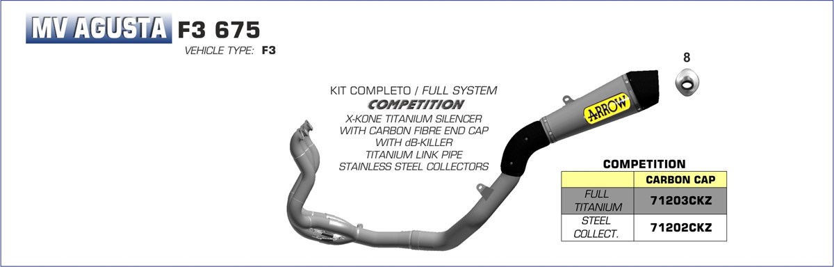 ท่อ Arrow full system X-kone แบบออกบน สำหรับ MV F3 (For Exhibition only)