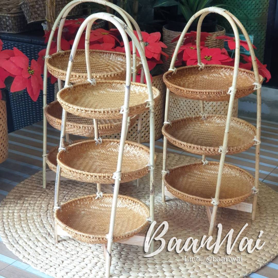 ชั้นวางไม้ไผ่ ก้นแบน