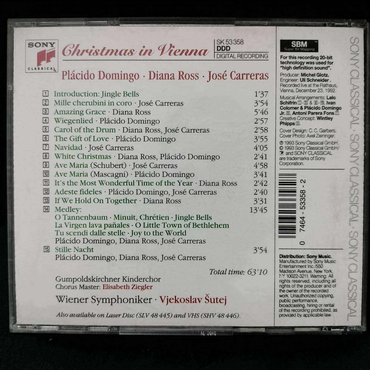 Plácido Domingo · Diana Ross · José Carreras – Christmas In Vienna / USA / แผ่นสวย