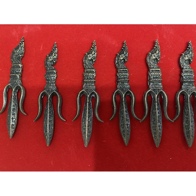 ตรีศูลนาคราช เนื้อตะกั่วชุบ