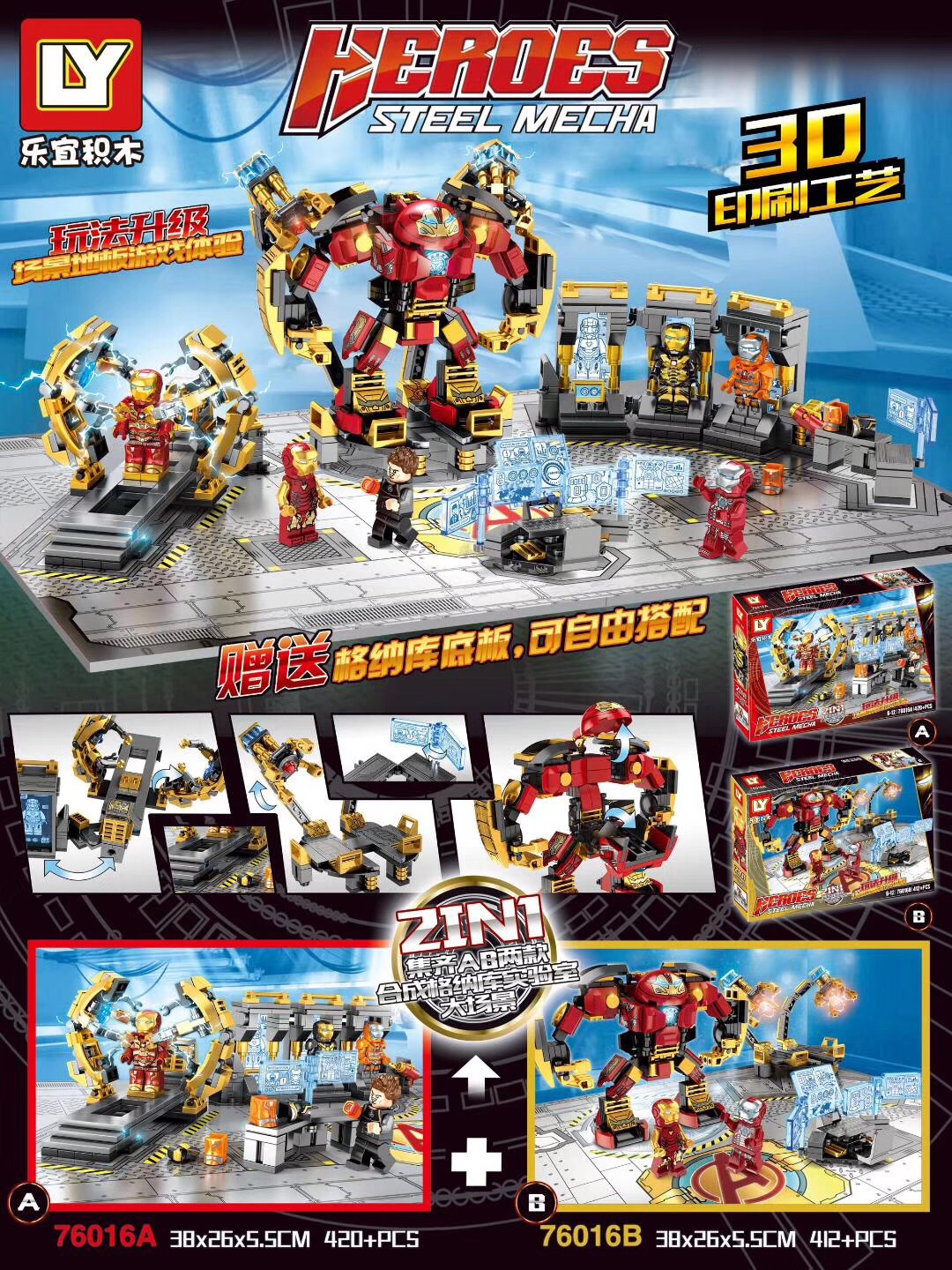 เลโก้จีน LY 76016A-B ชุด ห้องแล๊บ Ironman