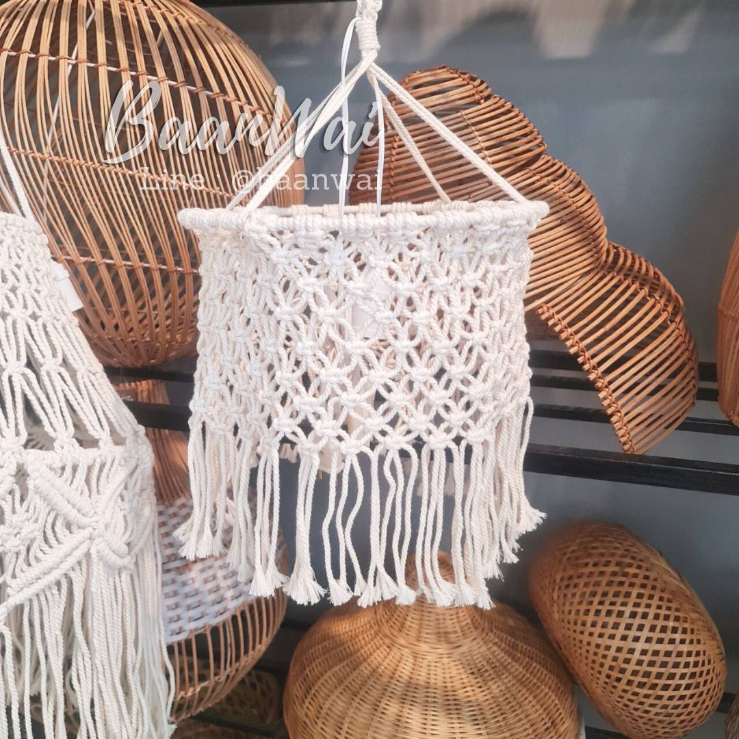 Macrame โคมไฟเชือกCotton โคมไฟเชือกถัก แบบที่1...