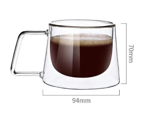 แก้ว2ชั้น,แก้วทนร้อน,แก้ว,แก้วสองชั้น200ml,แก้วมีหูจับ