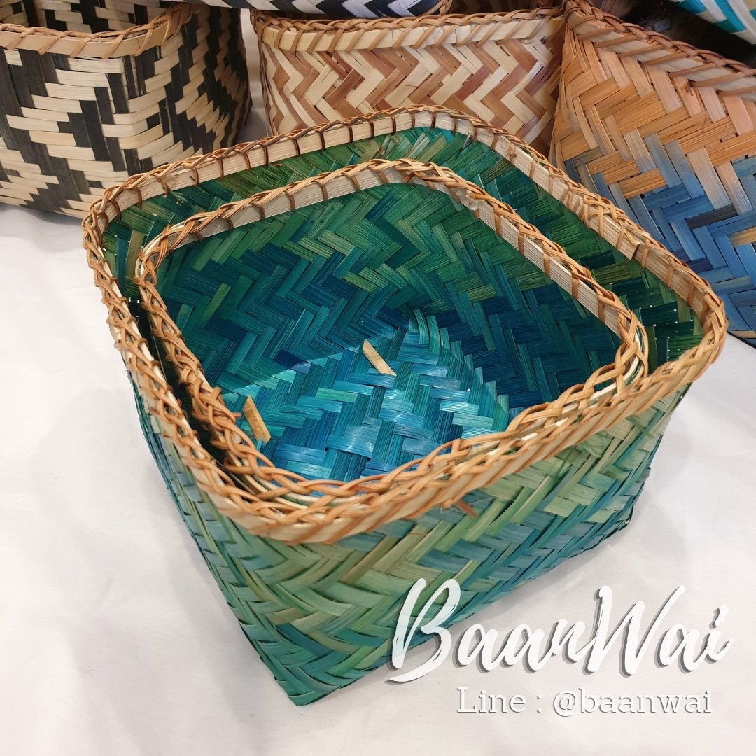 กล่องไม้ไผ่ ทรงเหลี่ยม กล่องลิ้นชัก (ยกชุด 2 ขนาด)