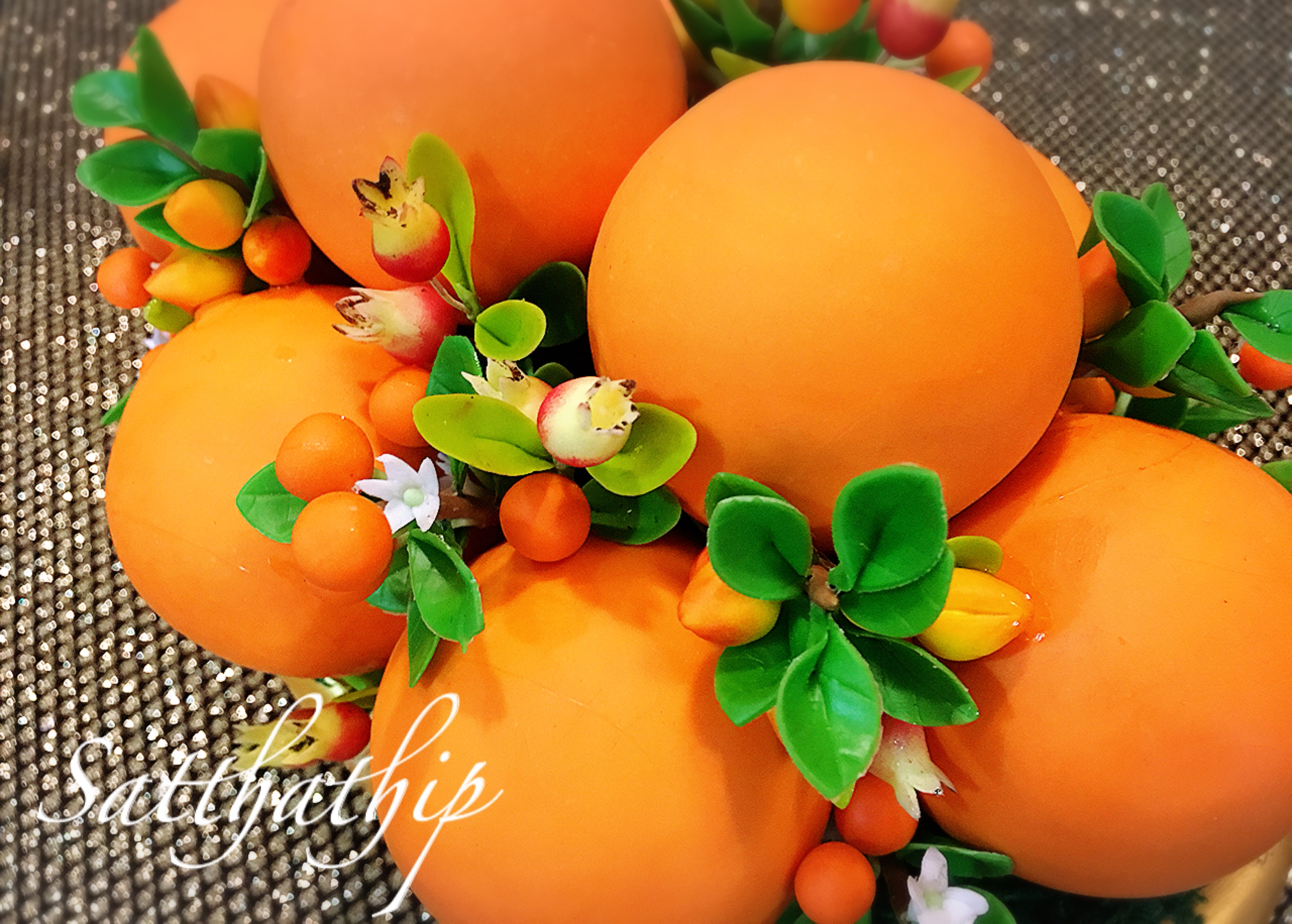 ส้ม ประดิษฐ์จากดิน กระถางก้อนทอง - ผลไม้มงคล ประดิษฐ์จากดิน กระถางก้อนทอง