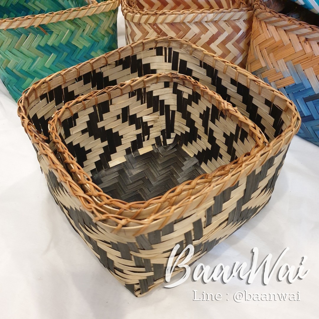 กล่องไม้ไผ่ ทรงเหลี่ยม กล่องลิ้นชัก (ยกชุด 2 ขนาด)